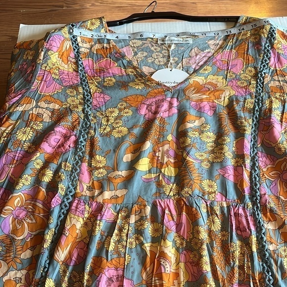 NWT-Rusttydustty-3X-floral-modern Bohemian crush, peasant, knee-length dress. - Picture 8 of 10